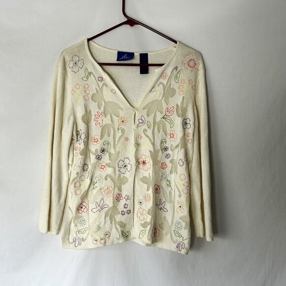 JH Collectibles Laser Cut Embroidered Cardigan w Beads and Sequins M (Spot) - Picture 1 of 6